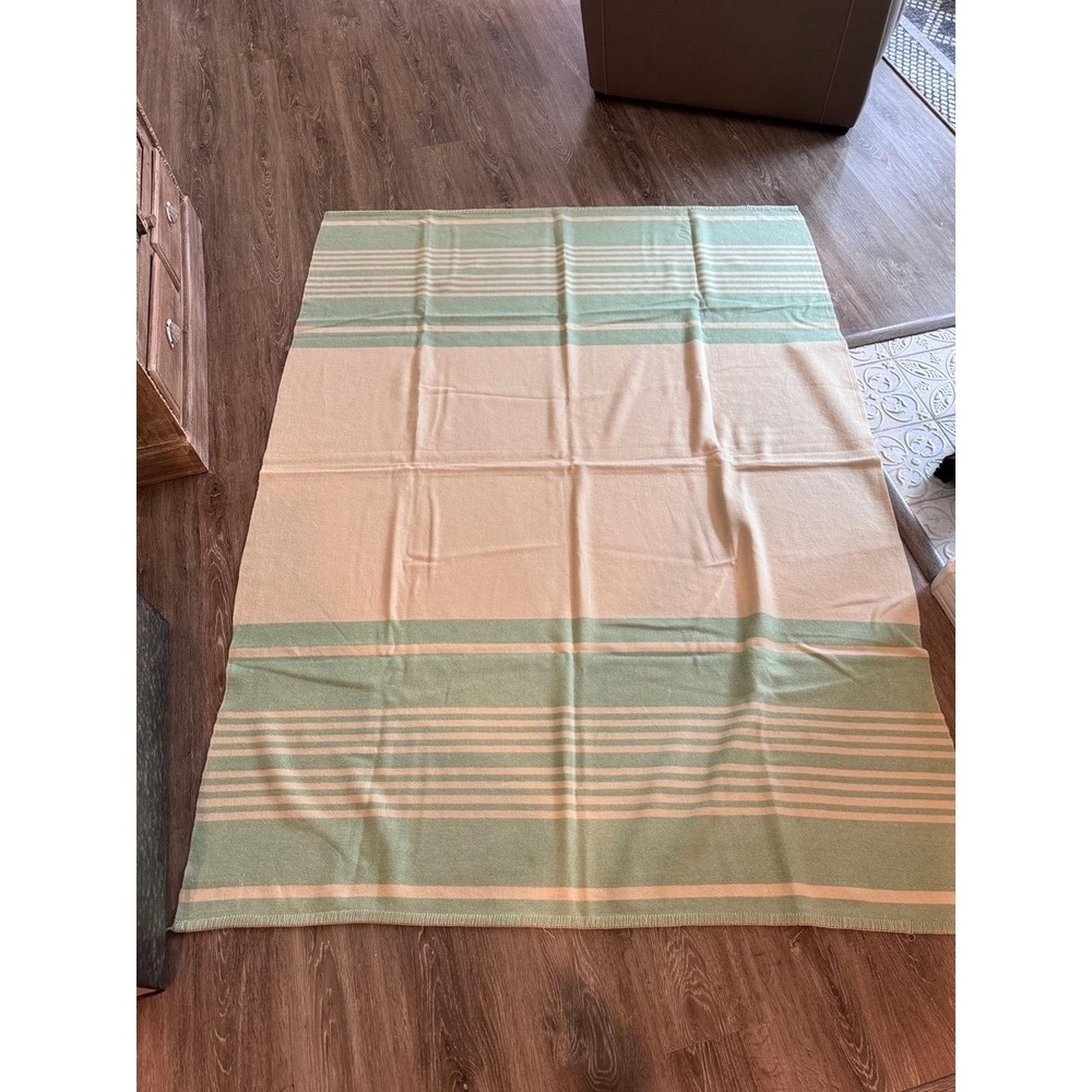 MYRALL Cream Green Striped Mid Century Australian Throw Blanket 57X64